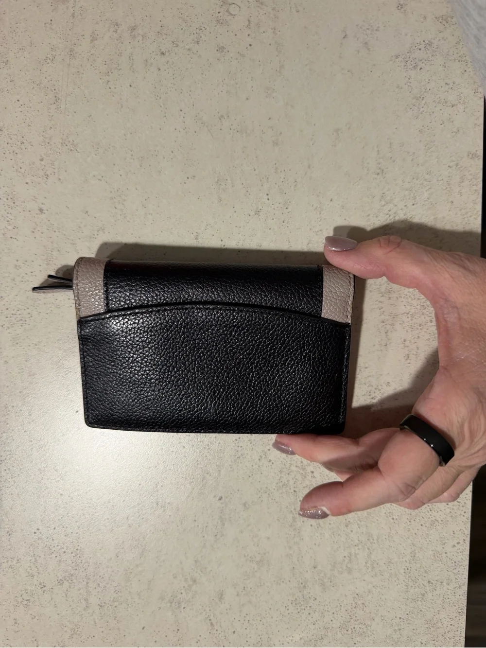 kate spade Black and Tan Pebbled Leather Card Holder